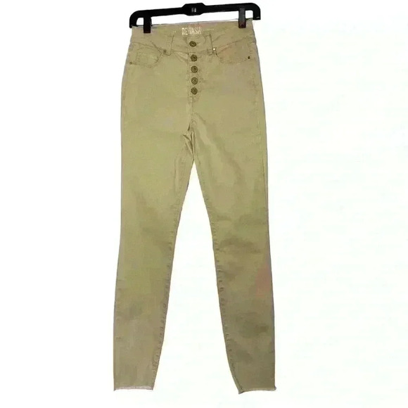 REWASH tan youth/juniors stretch button fly mid rise skinny pants/jeans SZ-3 - Picture 1 of 5